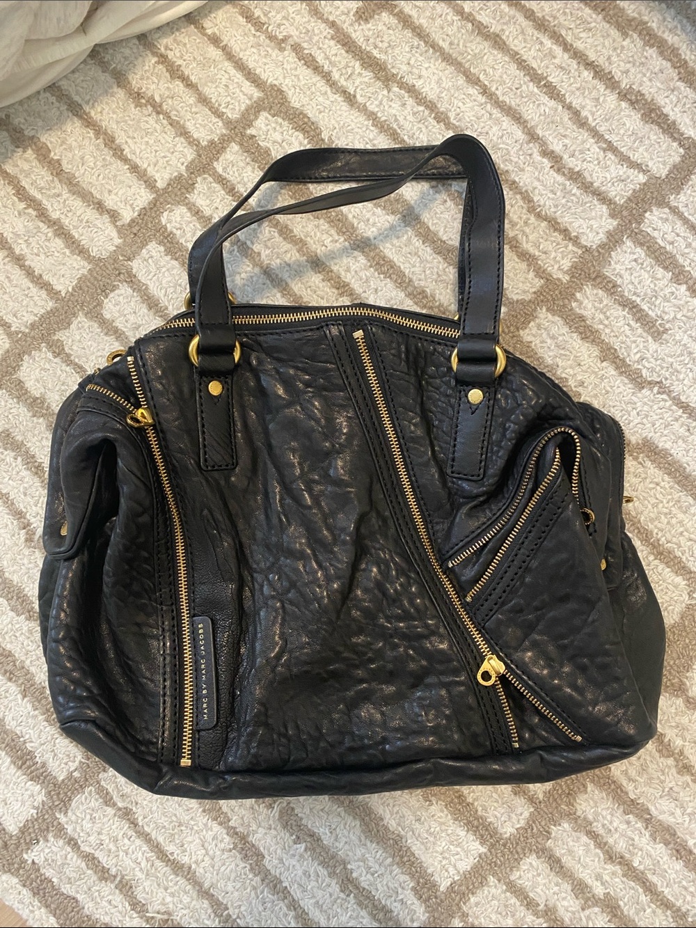 Marc by Marc Jacobs Black Leather Zip-Detail Shoulder Bag